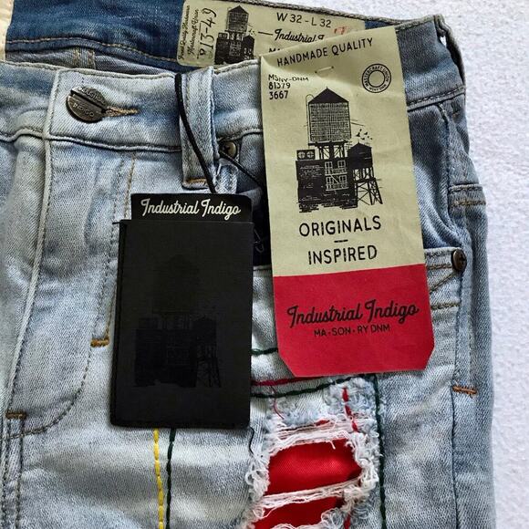 Industrial Indigo NWT Distressed Light Wash Jean Shorts Men W32 - Picture 7 of 9